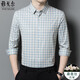 
GYOUNGOR Yageo Mulberry Silk Long Sleeve Shirt Men Spring and Summer New Business and Casual Non-Soled Anti-Wrinkle Striped Plaid Shirt Men Red Grid-9901 M 170