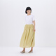 无印良品（MUJI）女式 强捻抽褶裙 长半身裙女夏季款裙子25年新品女装纯棉BE1VCC5S 黄色 M (160/66A)