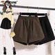 Woodpecker Small Woolen Shorts Women's Autumn and Winter Plus Size Outerwear High Waist A-Line Boot Pants Brown Slim Casual Pants Black XL Recommended 115-130 Jin Jin equals 0.5 kg