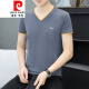 皮尔卡丹（pierre cardin）针织新款男士短袖V领韩版修身男装打底衫半袖休闲男式T恤上衣服潮 691白色 M