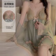 La lingerie sexy de Victoria pure et chaude rassemblement plus lambe de nuit de grande taille avec des vêtements de maison pour femmes SETT-Mother's Jirt P3886 Bleu ciel (robe externe + ceinture)