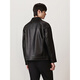 GXG Men's Simple Topline Design PU Leather Jacket Men's Retro Casual Jacket Trendy Jacket Autumn Black L