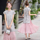 
YINGDI new Chinese style light Chinese style outfit 2025 super hot design Chinese style short-sleeved top skirt two-piece set 9905 gray top [single piece] 2XL
