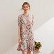 Ciervo blanco Everest Pendientes de madera Vestido floral redonda Summer NUEVO Temperamento bordado Decoración de flores Color XL