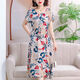 Hanqing Zhongsu Summer Floral Cotton Silk Robe Fomen in Women's Summer Round Coul Round Style Co dans la mode de grande taille de grande taille du tempérament d'âge moyen 9923 Modèle n ° 3 XL (Recommandé 90jin [Jin est égal à 0,5 kg] -120jin [Jin est égal à 0,5 kg]))
