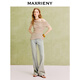 MAXRIENY [Same Model of Zhang Junning] Exquisite daily sense H-shaped slim trousers 25 summer draped straight trousers Mist blue L