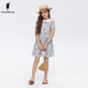 POLOWALK Cotton Summer Children's Clothing Girls Dress 25 Summer New Vacation Style Printed Versatile Skirt Blue 110