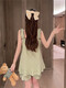 Poresno Fat Sister Pajamas 200 Jin [Jin equals 0.5 kg] Chest pad suspender shorts for women summer pure cotton large size sexy short-sleeved vest home Y-2629# green [yunduo cotton] chest pad removable XL code [recommended 120-140 Jin [Jin equals 0.5 kg]] All size