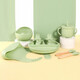 Children's Bear Fork Spoon Set Baby Eating Training Silicone Licking Spoon Silicone Fork Spoon Baby Supplementary Tableware Spoon Military Green Fork Spoon