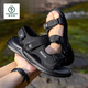 Sandales de pic pour hommes à l'été 2025 Nouvelles chaussures de sport pour hommes conduisant des chaussures décontractées pour les chaussures pour hommes chaussures de plage 3888 Black [sandales deux usures, élastique et pliable] 40