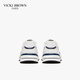 VICKI BROWN VB men's shoes French brand fashionable embroidered white shoes comfortable and versatile casual shoes men's business casual leather shoes white blue 38