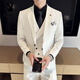 Playboy (PLAYBOY) high-end suit suit, men's groom's wedding dress, men's slim suit, business commuter suit, British style three-piece suit, dark green suit + trousers + vest 2XL