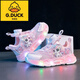 G.DuckKids Petites chaussures de sport de filles de canard jaune 2025 Nouveau printemps et été décontracté polyvalent Luminous Sports Pony Lily Mesh Chaussures B689 Purple double filet 30 longueur intérieure d'environ 18,4 cm
