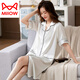 
Cat Man (MiiOW) 2025 nightgown for women in summer ice silk thin half-sleeved imitation silk sexy summer loose large size pajamas home clothes rose gold 9901 M 160