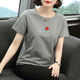 SuoWANYI (SUOWANYI) middle-aged mother short-sleeved T-shirt for women in summer loose large-size black round neck pullover old lady covering her belly summer suit 6628# (short) sleeve caramel rose M