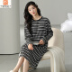 Modal pajamas for women in summer 2025 new nightgown for spring and autumn long-sleeved pure cotton feeling in autumn and winter can be worn on the outside striped home W9767 long-sleeved nightgown XL 110-125Jin [Jin equals 0.5 kg]