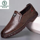 Woodpecker leather shoes men's 2025 new men's shoes spring and summer breathable business casual shoes soft leather cow tendon sole single shoes bean dou shoes 6198 new khaki rubber sole 39