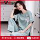 Yalu Pajamas para mujeres en verano 2025 Nuevo algodón puro algodón delgada de la casa de algodón suelto pantalones de manga corta Ajustos casuales Fentenkoan 7374 M [recomendado 80-105Jin [Jin es igual a 0,5 kg]]]