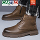 Cartelo New Martin Boots 2025 Herbst- und Winter -Herrenschuhe Retro Work Stiefel warm und samt hoher Top -Baumwollschuhe echte Leder -Lederstiefel GX9759 Black 38