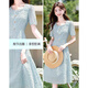 
Yu Zhaolin (YUZHAOLIN) [3271 people collect] 2025 summer new fashionable Korean version slim and versatile temperament versatile square collar lace blue 2XL