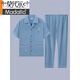 Modal Herren Pyjamas für sommerliche kurzärmelige, reine Baumwolle dünne, lockere Plus-Size-Casual Youth Home Clothing-Anzüge können außerhalb der G3884 Blue-Short-Ärmeln 2xL getragen werden [empfohlen 140-160jin [Jin gleich 0,5 kg]]