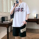 Ran Yilan est similaire à la chemise à manches courtes d'été pour les garçons et les jeunes étudiants beaux combinaisons sportives pour garçons et garçons vêtements d'été D3523-5 Black Short-Maled + Shorts Quality Assurance M 80-95Jin [Jin est égal à 0,5 kg]