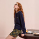 Sancai 2025 Autumn New Retro Plaid Woolen Skirt High Waist Slim A-Line Skirt Slimming Short Skirt M