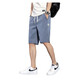 Satchi Tiansi Laiseer Denim Fünf-Punkte-Hosen für Männer 2025 Sommer dünne lose gerader modische Wasser-Wäsche lässig Casual Shorts für Männer EU_1049 Hellblau 28