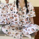 [Hot three-piece set] Pajamas for women ins style cartoon pajamas dormitory can wear home clothes suit autumn set WZL1476 [High quality three-piece set] M [Suggested 80-100Jin [Jin equals 0.5 kg]]