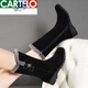 
CARTELO crocodile (CARTELO) plus velvet thickened snow boots for women in winter fur integrated boots flat sole non-slip mid-boots warm mother cotton shoes 719 black 36
