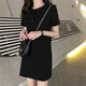 AFTER MONDAY2025 summer Korean style slim solid color short-sleeved T-shirt women's mid-length dress women's clothing 6624* pink M