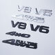 Litian Automobile Modified 4WD Car Sticker Full-time Four-wheel drive Large Displacement AWD Off-Road V6 Side Mark V844 Metal Car Boost Full-time Four-wheel drive Black