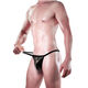Men's men's sexy underwear sexy Japanese low-waist imitation leather thong T-pants T-pants T-pants hollow black one size