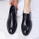 Mu Huisen (MUHUISEN) new spring product Brock carved thick sole men's shoes, height-enhancing shoes, cowhide business leather 3883 black 38