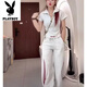 
Playboy (PLAYBOY) fashionable short-sleeved top wide-leg pants casual sports suit 2025 summer slim slim T-shirt two-piece set black single pants look at the picture - flagship model M _Suggested 80-100Jin [Jin equals 0.5 kg]