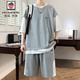 Aemape gefälschte zweiteilige T-Shirt-Herren-Sommeranzug New American Lose Casual Shorts Zwei-teilige runde Hals-vielseitige Kurzärmel Männer 686 hellgrauer Anzug M ca. 90 ~ 115 Jin [Jin gleich 0,5 kg] können getragen werden