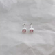 Xinshe s999 sterling silver pink small square diamond earrings for women, simple, compact, easy-to-take-off earrings for sleeping, pure silver, sweet and exquisite earrings, a pair of pink small square diamond earrings
