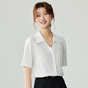 Inman [all cotton] French Comfortable V-neck Short-sleeved Shirt Women's Summer Commuter Shirt Top Crescent White S