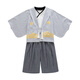 Oxymo Japan Japanese style children's kimono suit for boys and girls, spring and autumn long-sleeved jacket, vest and pants, Japanese performance costume, black jacket + white vest + dark gray pants 90 recommended for 3-4 years old