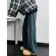 
ZENGZHI Retro Blue Wide Leg Jeans Men's Spring New Loose Straight Pants 2025 American High Street Vibe Casual Pants Black Gradient 1049 M