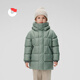 Nanny Goose 95 quick-drying velvet children's down jacket mid-length hooded warm thickened cold and moisture-proof jacket NG2829 shark gray 130