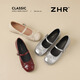 Zhr Mary Jane Damenschuhe mit Sommer mit hoher ausgestellter Bogen-Single-Schuhe echtes Kuhlatten-Süßwarenschuhe AH687 Beige 39