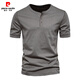 Pierre Cardin round neck t-shirt men's henley shirt short-sleeved army green pure cotton heavyweight American slim retro bottoming small white t half-sleeved long-sleeved black L (weight recommendation 145-160Jin Jin equals 0.5 kg)