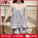
Yalu gentle wind pajamas for women in summer suspender cloud cotton thin sweet mist blue with chest pad student home clothing set 9904 apricot color [with chest pad removable] XL [recommended weight 110-125 Jin [Jin equals 0.5 kg]]