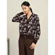 JUZUI Elegant Simple Style Artistic Jacquard Knitted Cardigan Women's 2025 Autumn New Style JLFQ30602 Flower Dark Coffee 2XL