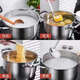 316 extra thick food-grade stainless steel soup pot for household stew, porridge, hot pot, steamer, gas stove, induction cooker, free high-grade inner-view explosion-proof lid 24cm