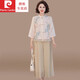 
Pierre cardin Mother's Day Mother's Summer Set New Chinese Style Chiffon Shirt 2025 New Middle-aged and Elderly Women's Cropped Sleeve Top 829 Apricot Top 5XL (Suggested 145-165Jin [Jin equals 0.5 kg])