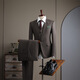 DK high-end men's one-button suit suit men's spring and autumn slim coat business casual formal dress small suit one-button tea gray (suit + trousers) 4XL 58 (158-175Jin Jin equals 0.5 kg)