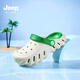 JEEP Jeep Children's Crocs Summer Boys' Slippers Girls' Two-Wear Soft Soled Beach Shoes White Green 32-33
