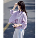 尚静休闲外套女夏季新款女装通勤百搭翻领时尚轻薄舒适遮阳短外套女